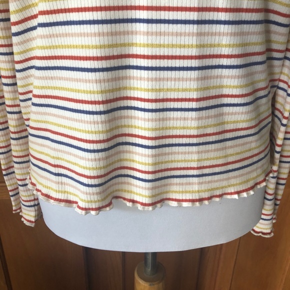 MADEWELL Cream Metallic Striped Long Sleeve Top Blouse Size M - Picture 5 of 9